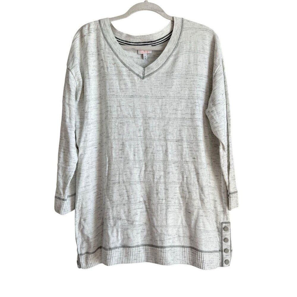 The Oprah Magazine Collection Talbots Woman Sweater VNeck Long Sleeve Gray Sz 1X